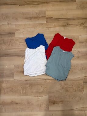 SHEIN Kids Tank Top Set — Blue, Red, White, Sage